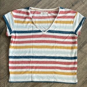 Madewell Pink and Blue Fitted Crop Tee Short Sleeve